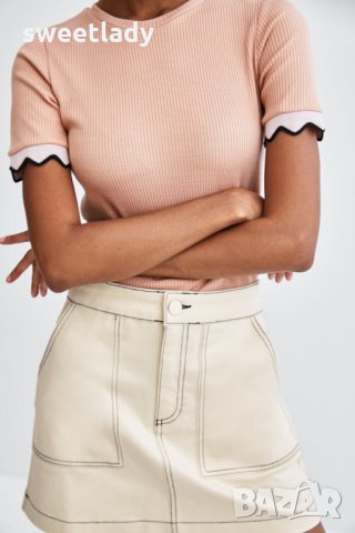 ZARA- дамска блузка цвят Пудра, снимка 5 - Корсети, бюстиета, топове - 25175917