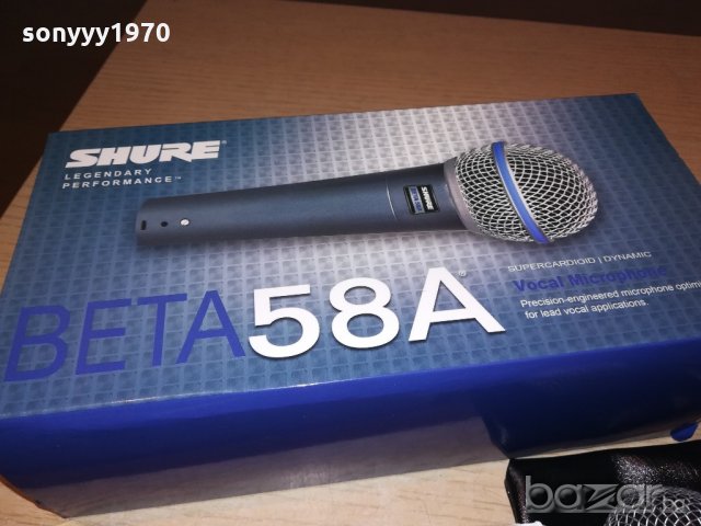 shure beta sm58s микрофон с кабел и кеис и стоика-от швеицария, снимка 2 - Микрофони - 20374213