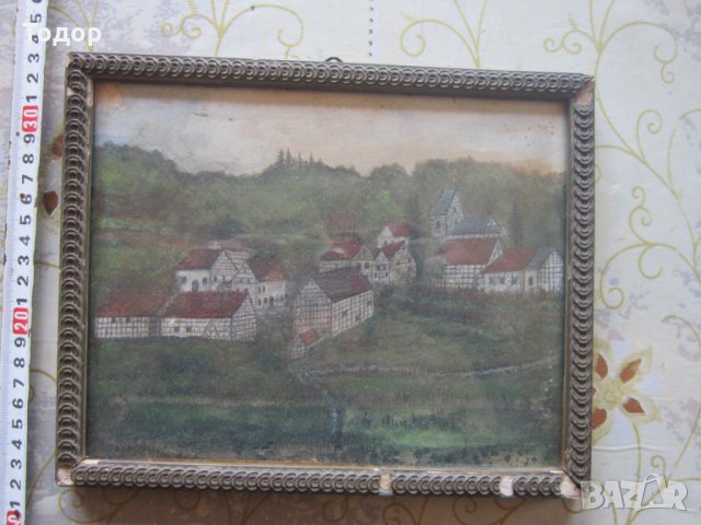 Стара рисувана  картина 19 век подписана , снимка 2 - Картини - 26009847