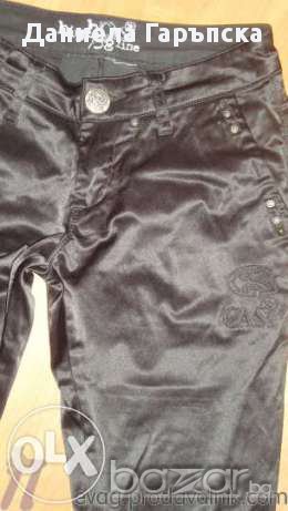 ЛУКСОЗЕН Черен сатенен панталон, слим на CASPITA , снимка 4 - Панталони - 11187085