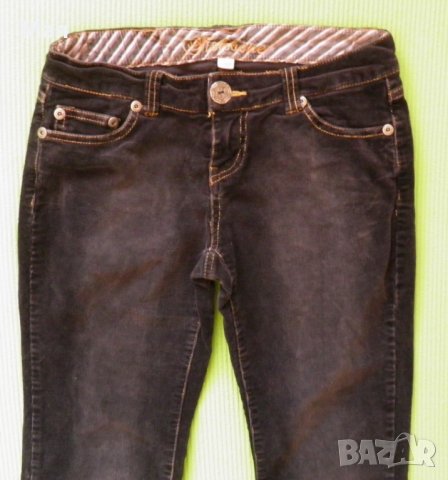 Fishbon черни дамски джинси от ситно кадифе, снимка 3 - Дънки - 26187299