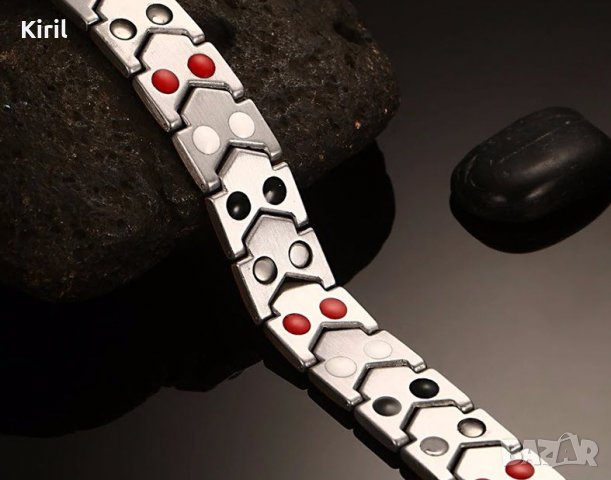  Магнитна гривна за регулиране на високо кръвно от неръждаема стомана ТИТАНОВА , снимка 8 - Гривни - 23626728