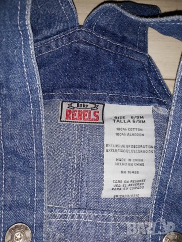 Детски син дънков гащеризон с презрамки и къси панталонки марка Rebels, снимка 3 - Бебешки гащеризони - 23726666