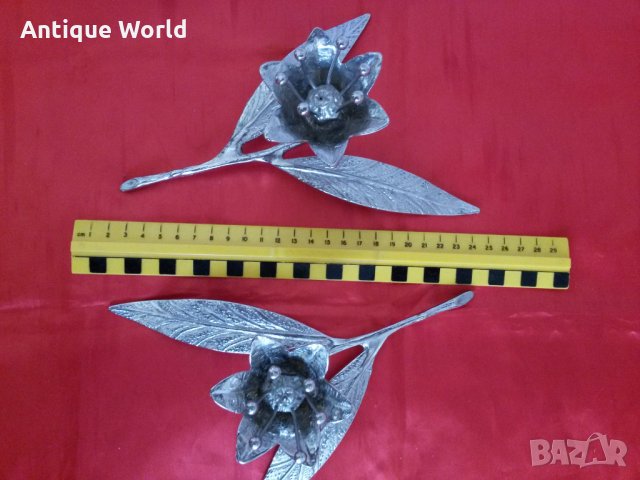 Уникални Красиви Стари Посребрени Цветя, снимка 4 - Антикварни и старинни предмети - 24431426