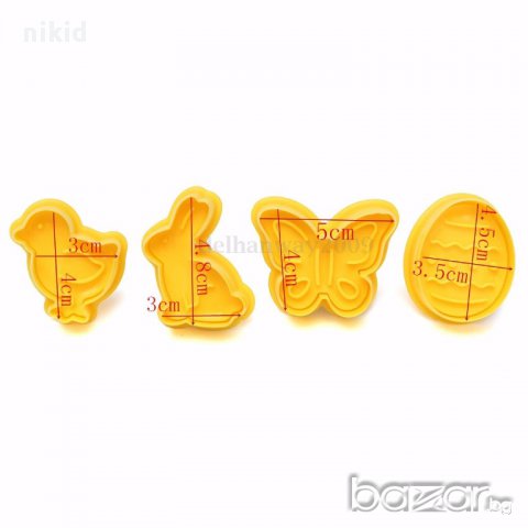 4 форми великденски яйце заек пиле пеперуда бутало резец  украса сладки торта бисквитки фондан , снимка 2 - Форми - 14492674