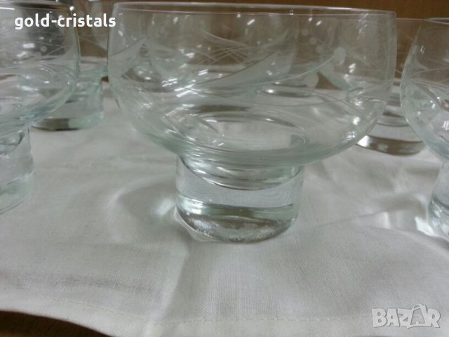  купички чаши калиево кристално гравирано стъкло, снимка 6 - Антикварни и старинни предмети - 22161277