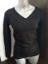 Дамска блуза с дълъг ръкав черна остро деколте, снимка 1 - Блузи с дълъг ръкав и пуловери - 17280035