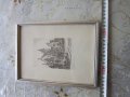 Стара картина офорт подписана графика , снимка 2
