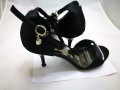 Черни дамски обувки на ток тип диамант с кристали, 39 номер, абитуриентска/ бал, снимка 5