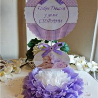 Украса за посрещане на новородено бебе в лилаво, снимка 1 - Декорация за дома - 16434549