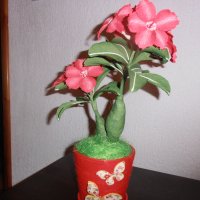 Цветя от хартия-Адениум, Пустинна роза, снимка 3 - Изкуствени цветя - 24676061