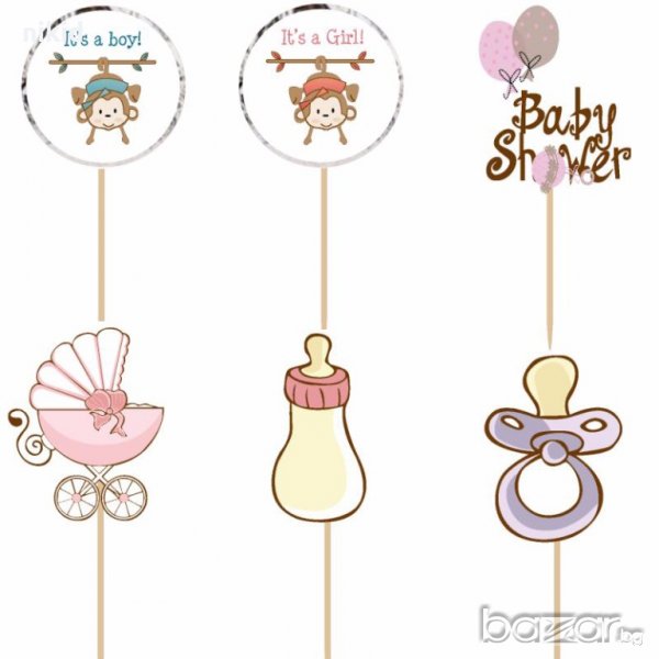 24 бр топер клечки бебешко парти кръщене раждане украса за мъфини сладки и др., снимка 1