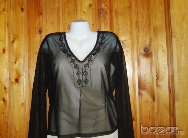 Fransa, нежна воалена черна блуза, М  , снимка 5 - Туники - 18369014