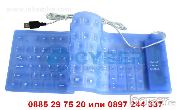 Силиконова Клавиатура Сгъваема Синя, снимка 2 - Клавиатури и мишки - 12538540