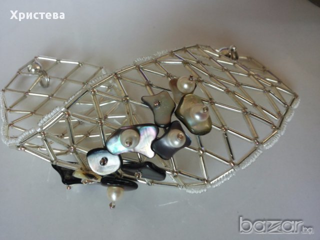 Гривна от мъниста,седеф и перли, снимка 3 - Гривни - 13063523