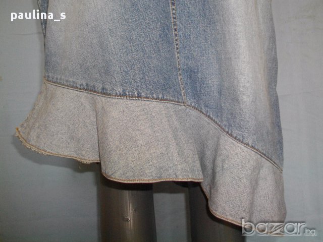 Уникална дънкова пола с асиметричен волан ”Cross Jeans” The original brand, снимка 9 - Поли - 15125425