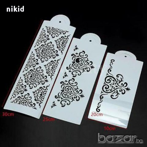 3 вида размери мотиви шаблони стенсили шаблон спрей торта украса кекс декорация стенсил, снимка 4 - Други - 16685053