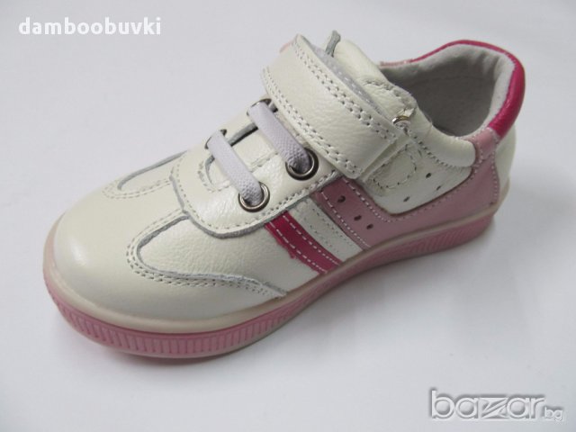 Спортни обувки естествена кожа Чипо бяло/розово, снимка 3 - Детски маратонки - 17523317