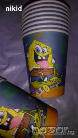 Спондж боб Sponge Bob Спонджбоб SpongeBob 10 бр картонени чаши парти рожден ден, снимка 3 - Чаши - 20551508