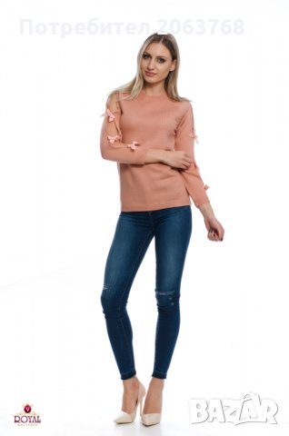 🎀 Дамски Пуловер с Декорирани 🎀 на ръкава 🎀, снимка 4 - Блузи с дълъг ръкав и пуловери - 23693687