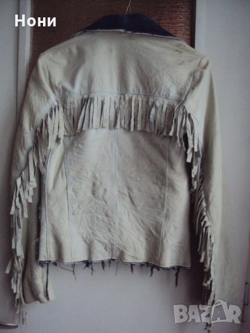  Марково яке от естествена кожа комбинирано с дънков плат, снимка 2 - Якета - 23634737