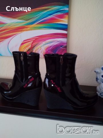ОРИГИНАЛНИ ДАМСКИ БОТИ - ЛАК, снимка 2 - Дамски боти - 19686422