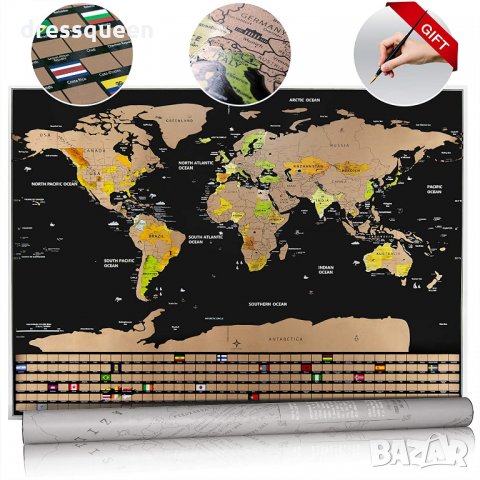 2033 Скреч карта на света + знамената на държавите, снимка 7 - Други игри - 24814763