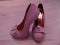 Розови страхотни дамски обувки на високи токчета модел 39 номер, снимка 3