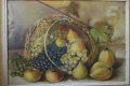 Стара картина, натюрморт, кошница с плодове, 1960-те год., снимка 3