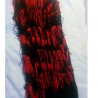 Рокля с ресни в черно и червено, снимка 1 - Рокли - 17708675