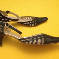 41 San Marina черни луксозни италиански обувки естествена кожа с ток, снимка 9 - Дамски обувки на ток - 20867001