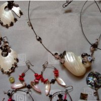 Бижута , сребро , кралски седеф и естествени камъни , снимка 10 - Бижутерийни комплекти - 25245874