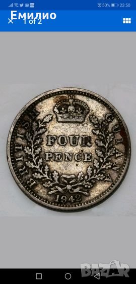 Rare British Guiana 4 Pence 1942, снимка 1