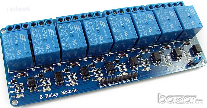 Релеен модул с осем релета, 250V/10A, 5V, снимка 1