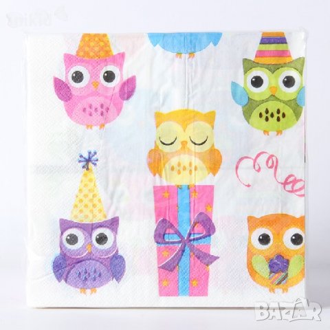 Бухал Бухали Бухалчета 8 бр парти салфетки рожден ден, снимка 2 - Други - 25770277