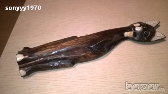 Голямо дървено коте-51х12х5см-внос швеицария, снимка 9 - Антикварни и старинни предмети - 16739689