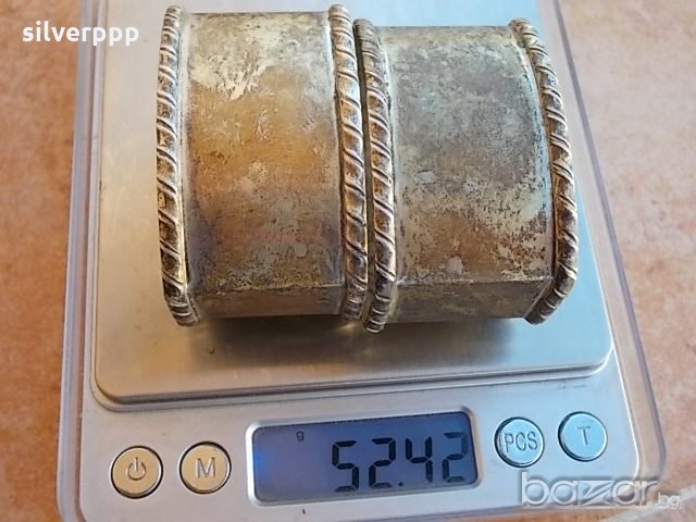  Сребърни салфетници -2 бр. , снимка 5 - Антикварни и старинни предмети - 19579050