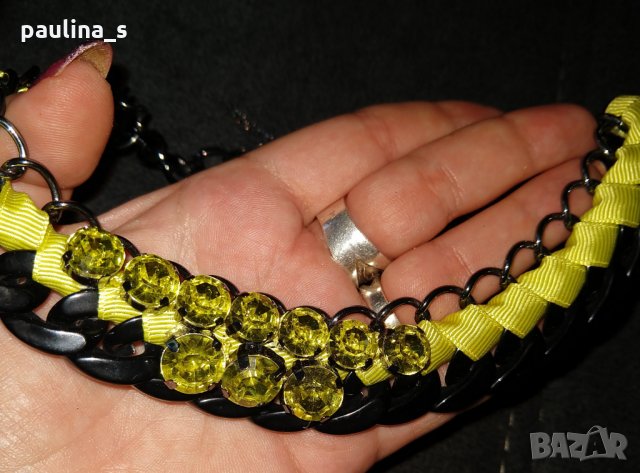 "Bershka" брандово колие с камъни / зелени кристали , снимка 3 - Колиета, медальони, синджири - 26004030