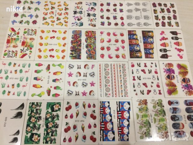 58 бр листа микс плодове и черно бели  ваденки стикери водни стикери слайдери за нокти маникюр декор, снимка 6 - Продукти за маникюр - 23822498
