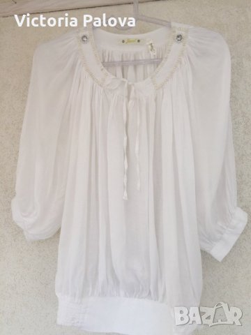 Супер красива тънка белоснежна блуза, снимка 13 - Туники - 25875073