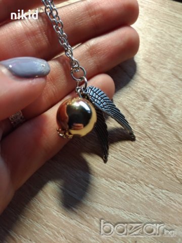 Дамско колие ангелски крила криле с топче метал златисто  сребристо, снимка 4 - Колиета, медальони, синджири - 20886500