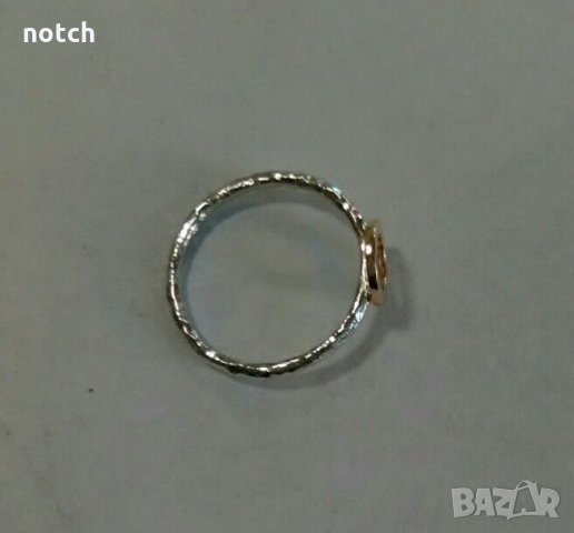 сребърен пръстен със злато, снимка 5 - Пръстени - 21493054