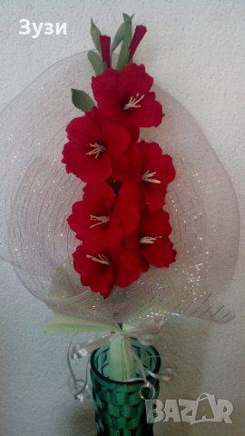 Цветя от хартия-гладиоли, снимка 6 - Изкуствени цветя - 24675921