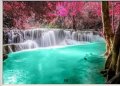 Диамантен гоблен"Водопад с розова гора", снимка 1 - Гоблени - 25635616