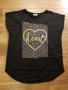Черна блузка със златисто сърце и надпис, снимка 1 - Тениски - 25702578