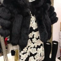 Дамско палто от естествена лисица черно, снимка 1 - Палта, манта - 23052977