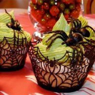 3 цвята хелоуин хелуин halloween паяжина мрежа декори декорация за мъфини кексчета дантела кошнички, снимка 2 - Други - 12379240
