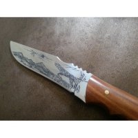 Ловен нож с инкрустиран ловец -130 x 256, снимка 3 - Ножове - 20709501