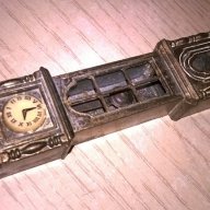 Мини ретро колекция часовник с махало-месинг-9х3х2см-внос швеицария, снимка 2 - Антикварни и старинни предмети - 17522437