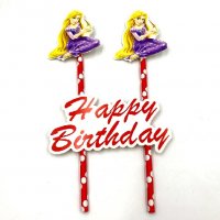 Рапунцел Rapunzel топер сламки рожден ден happy birthday украса за торта, снимка 1 - Други - 24243232